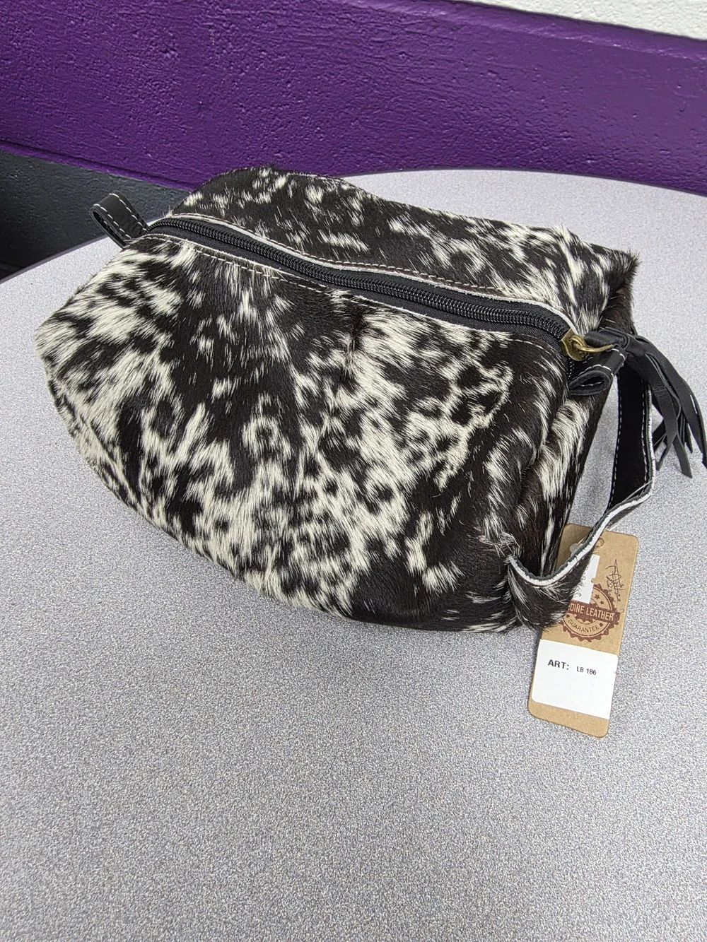 New Cowhide Crossbody Bag in Black & White - Unbranded